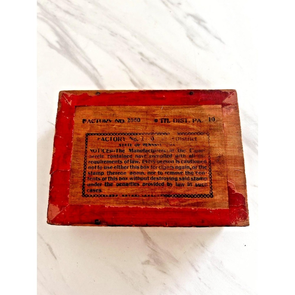 Vintage Wooden Pennsylvania Cigar Box Dove Tail Factory‎ No 2060 9th District A